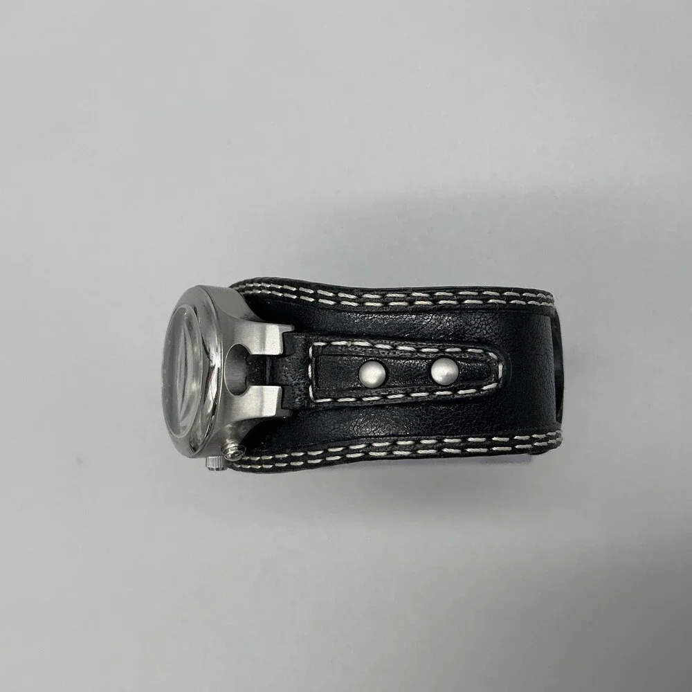 Fossil ES-9814 Womens Watch 26mm Black Star Dial Silver Tone Leather New Battery